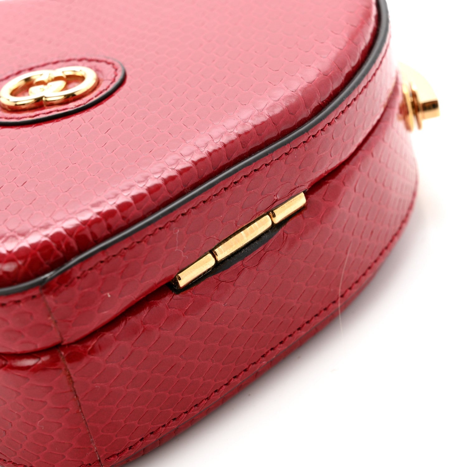 Gucci Snakeskin Broadway Mini Heart Top Handle Bag Rasberry Candy