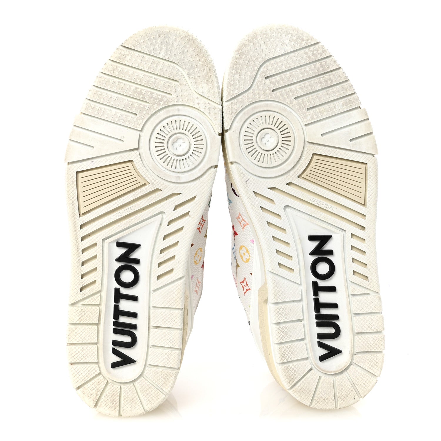 Louis Vuitton LV X TM Calfskin Monogram Multicolor Womens LV Trainer Sneakers 37.5 White