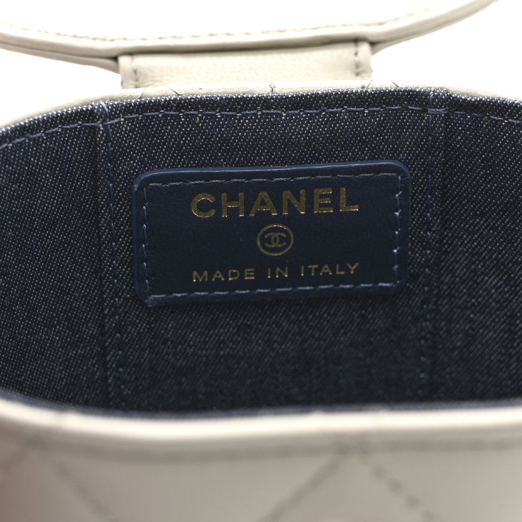 Chanel Lambskin Quilted Mini Vanity Case With Chain Grey