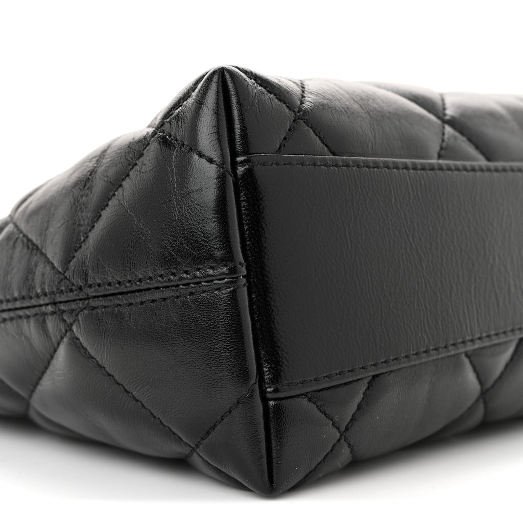 Chanel Shiny Crumpled Lambskin Quilted Small CC Funky Town Hobo Black