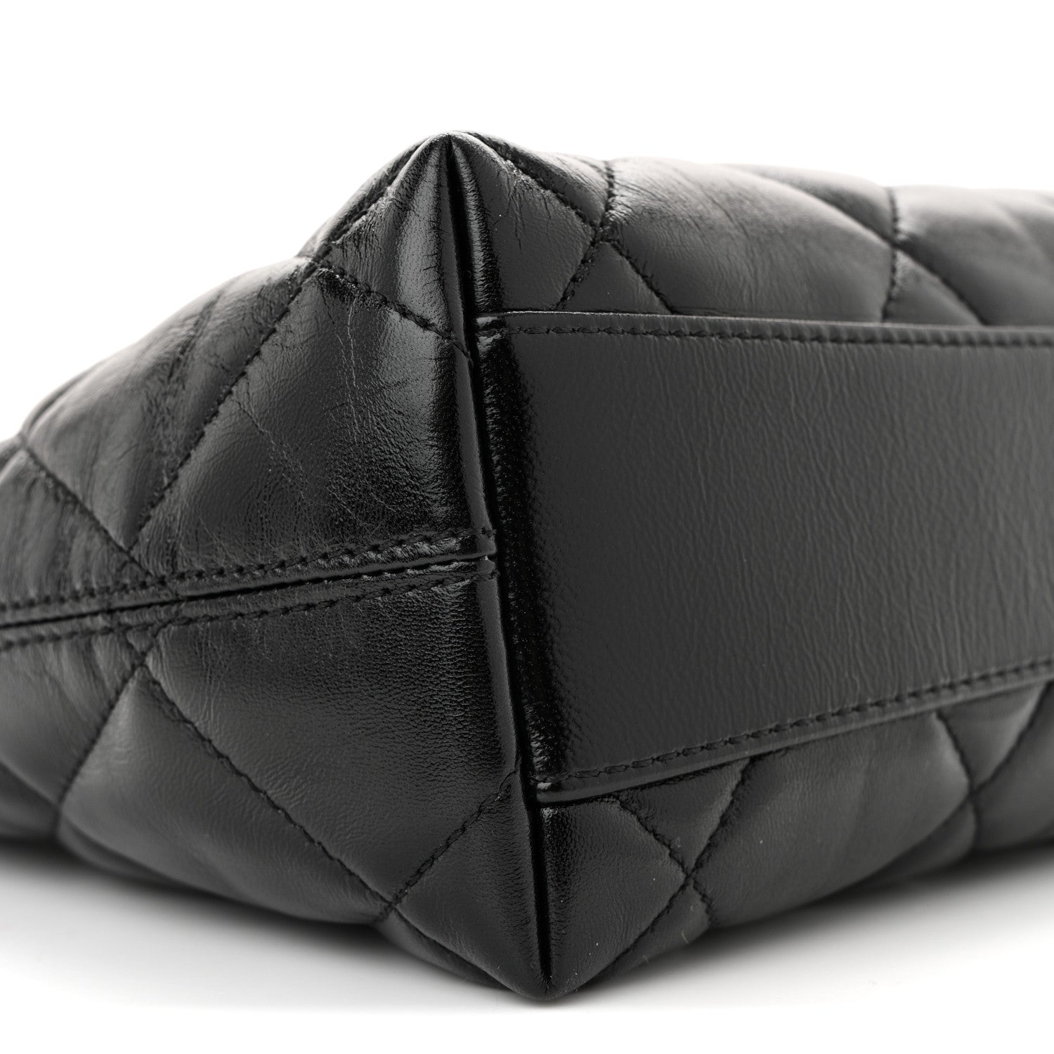 Chanel Shiny Crumpled Lambskin Quilted Small CC Funky Town Hobo Black