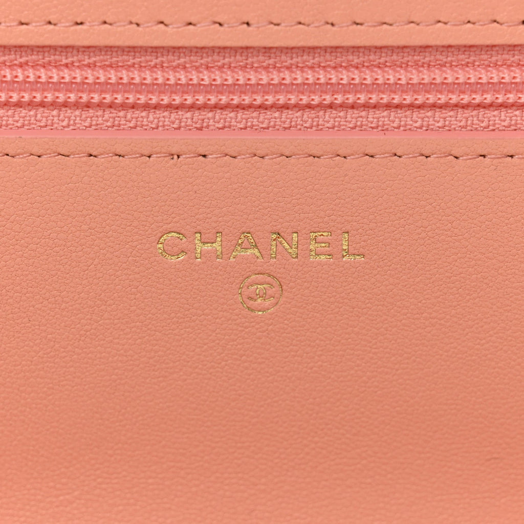 Chanel Lambskin Quilted Chanel 19 Wallet On Chain WOC Light Orange