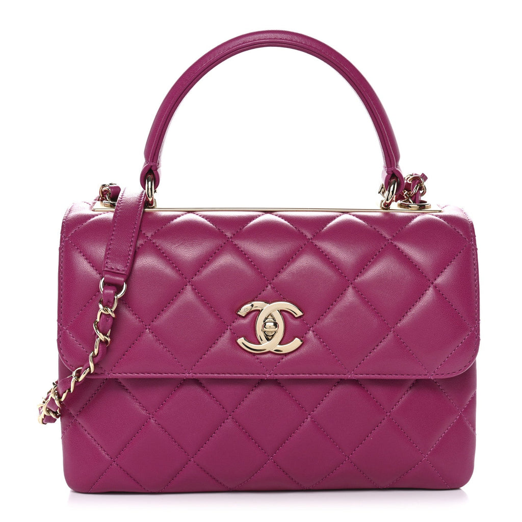 Chanel Lambskin Quilted Small Trendy CC Flap Dual Handle Bag Dark Pink
