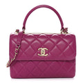Chanel Lambskin Quilted Small Trendy CC Flap Dual Handle Bag Dark Pink