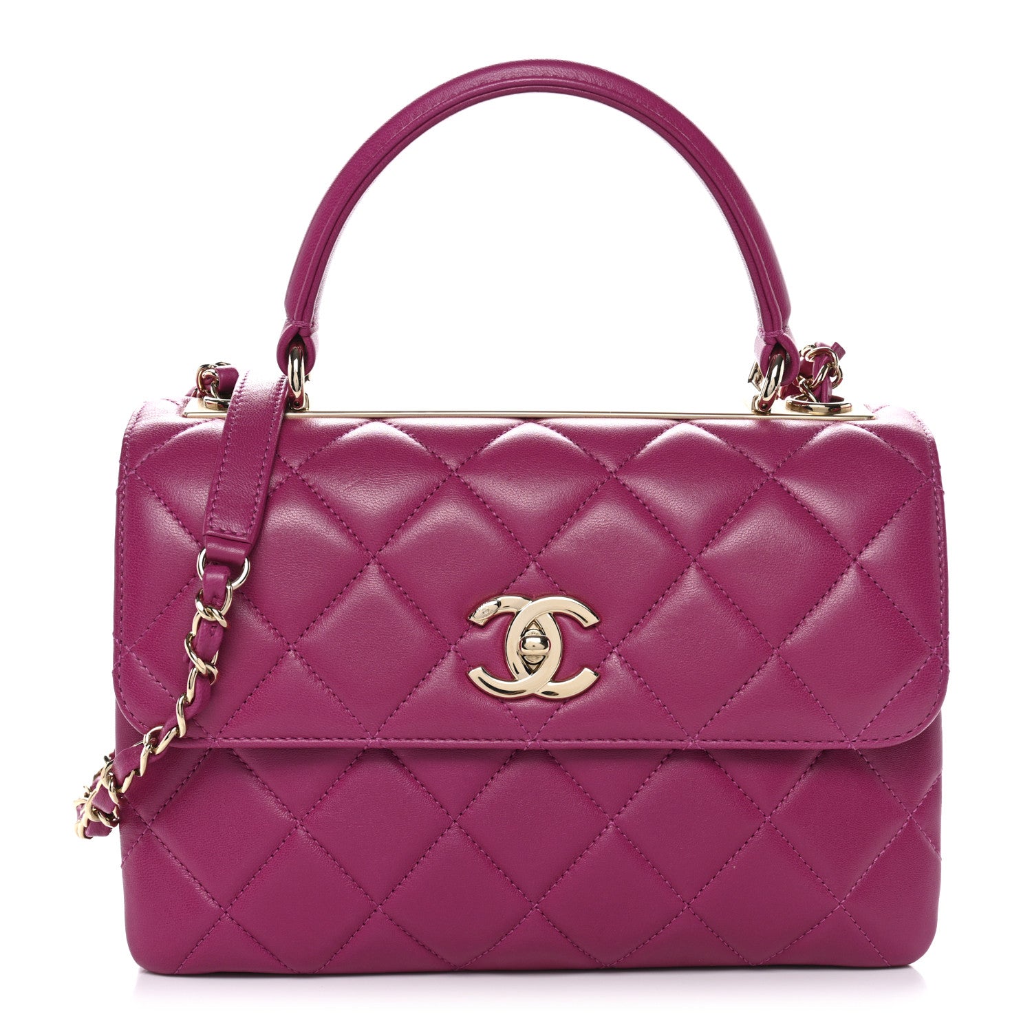 Chanel Lambskin Quilted Small Trendy CC Flap Dual Handle Bag Dark Pink