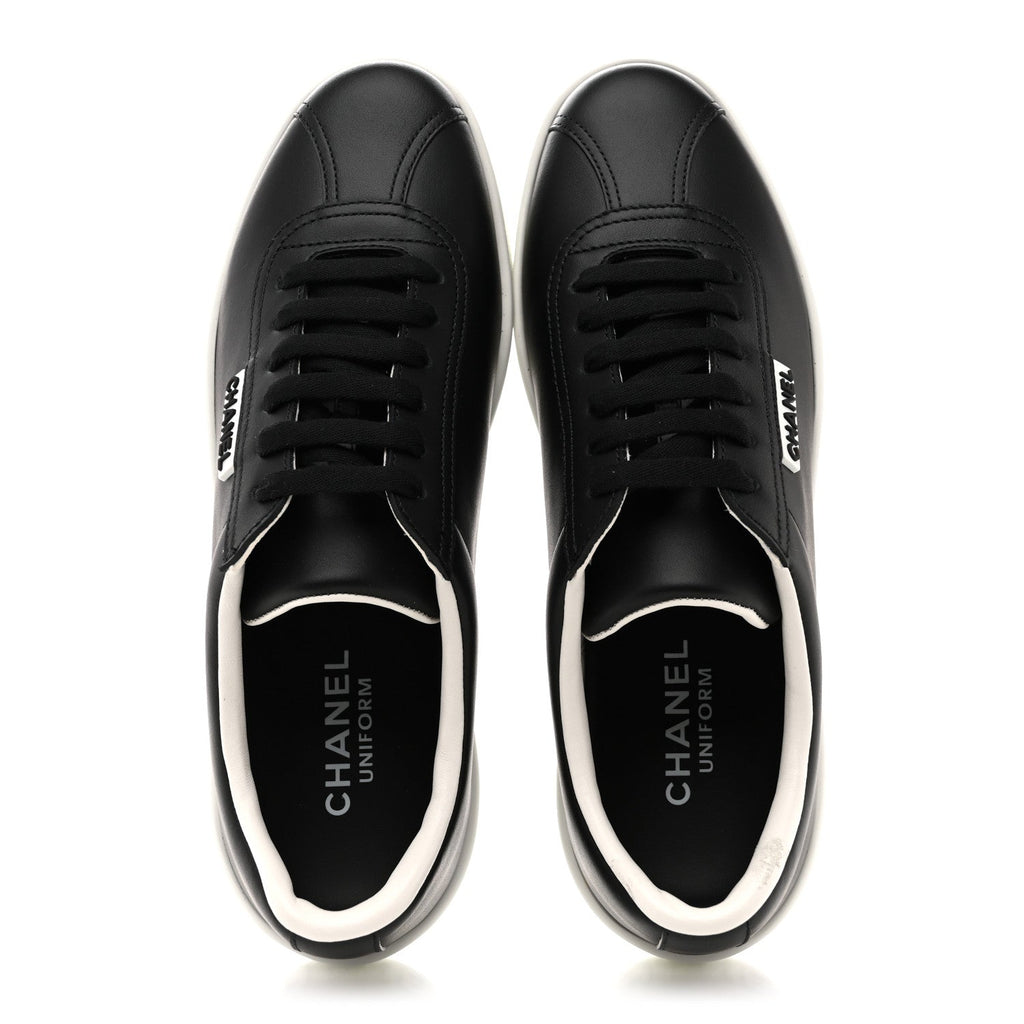 Calfskin CC Womens Sneakers 37.5 Black