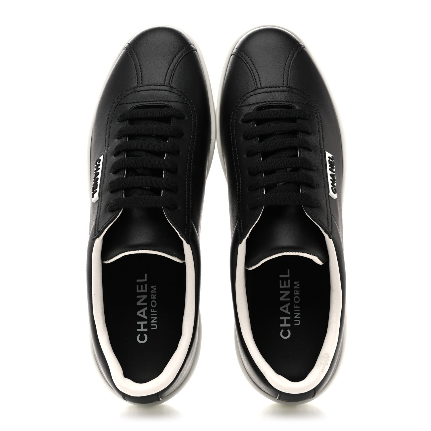 Calfskin CC Womens Sneakers 37.5 Black