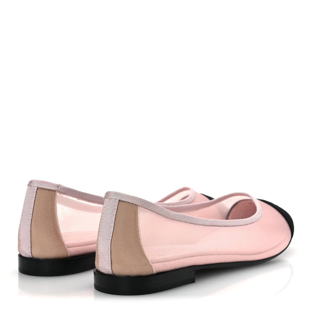 Mesh Grosgrain CC Ballerina Flats 39.5 Pink Black