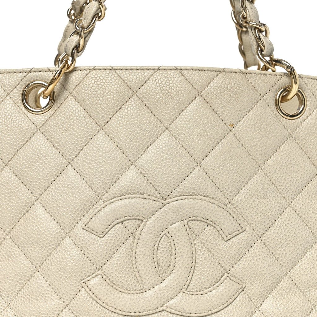 Chanel Caviar Quilted Petit Timeless Tote PTT Beige