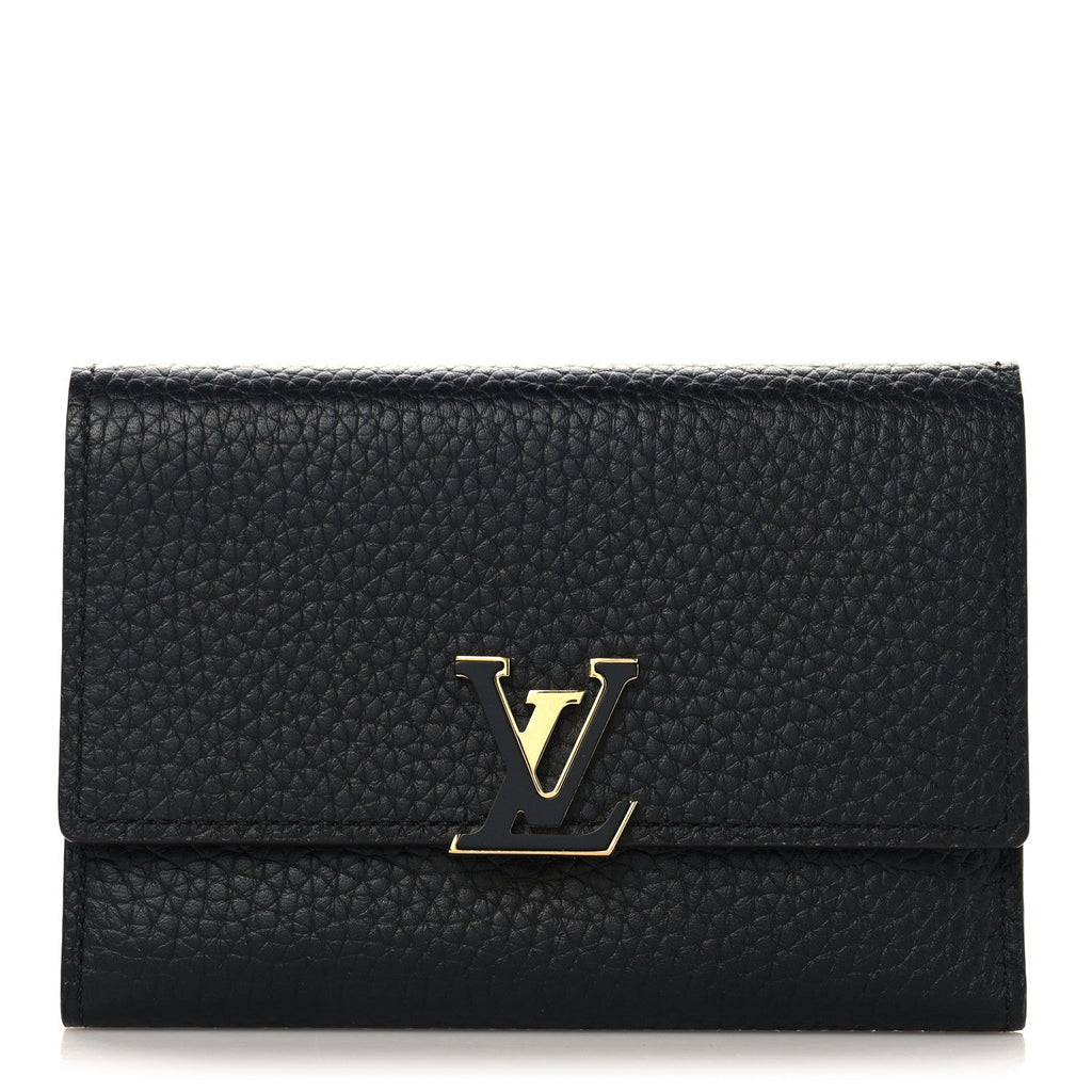 Louis Vuitton Taurillon Capucines Compact Wallet Black