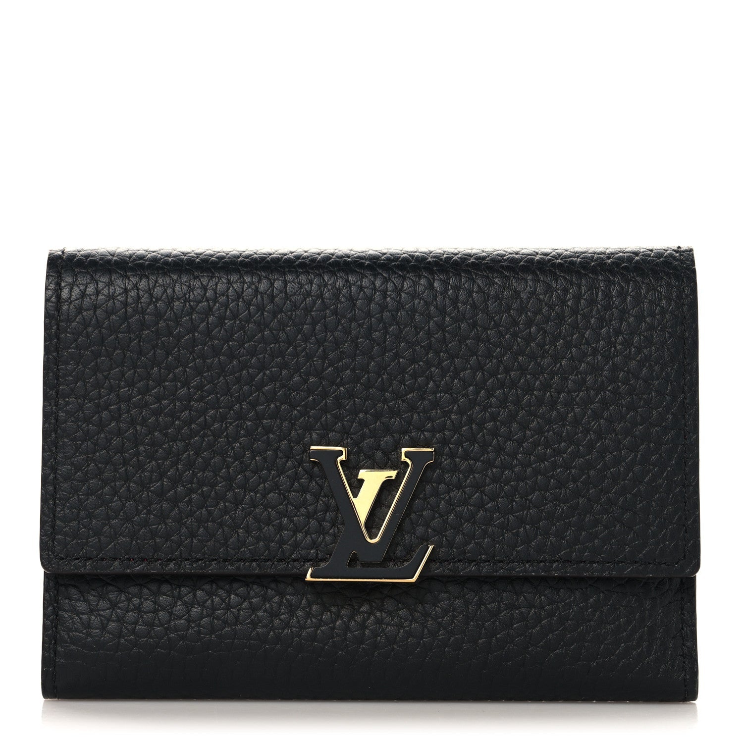 Louis Vuitton Taurillon Capucines Compact Wallet Black