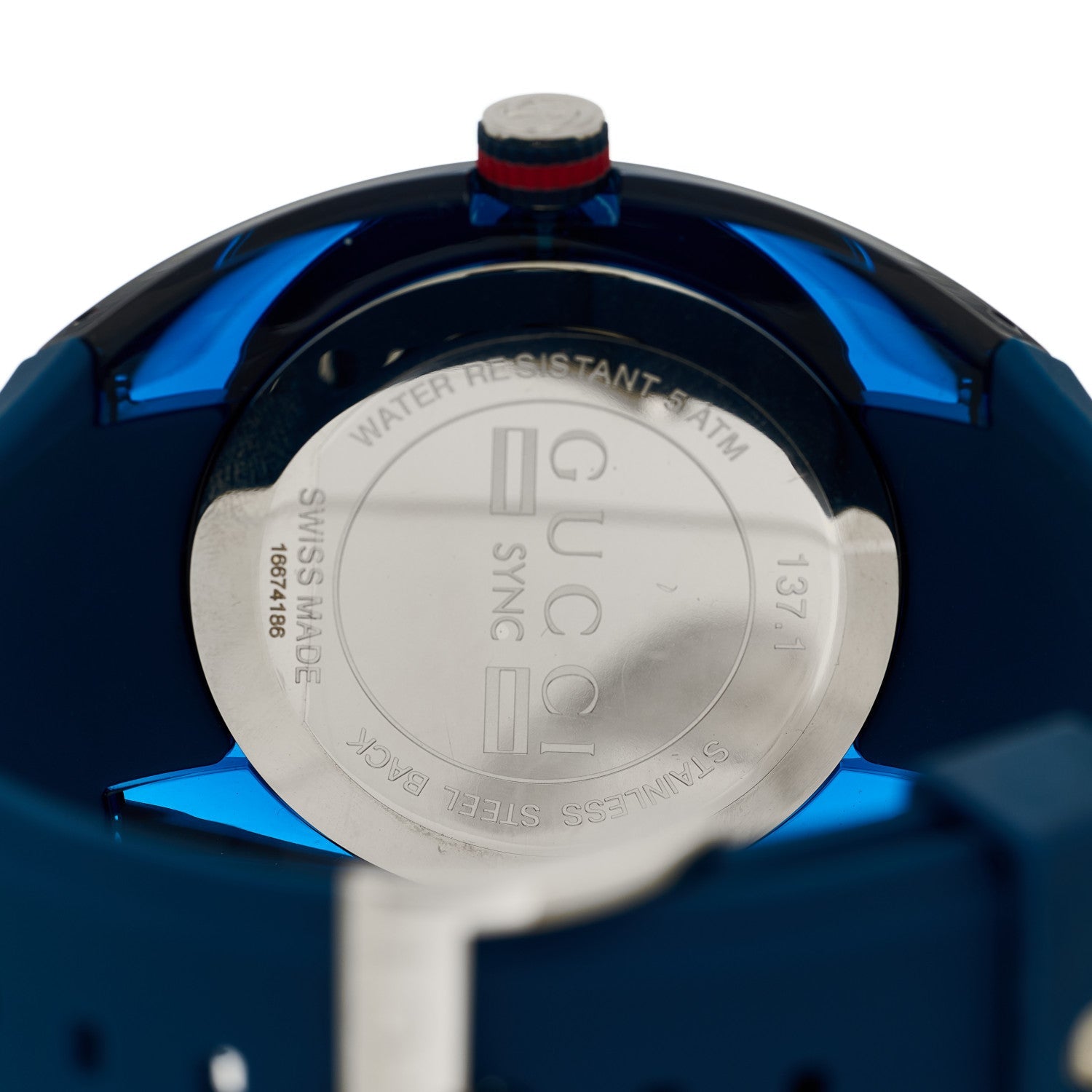 Gucci Stainless Steel Rubber 46mm Sync Web Quartz Watch Blue