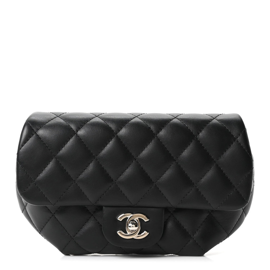 Chanel Calfskin Quilted CC Uniform Flap Belt Bag Black