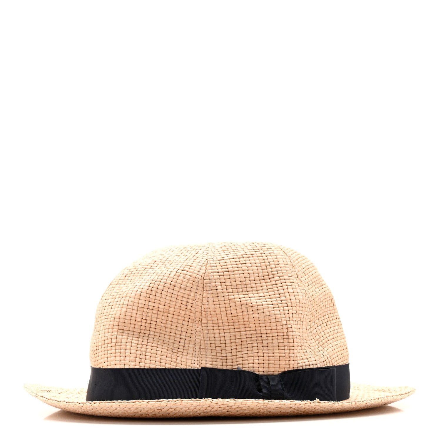 Gucci Straw Grosgrain Wide Brim Hat L Black