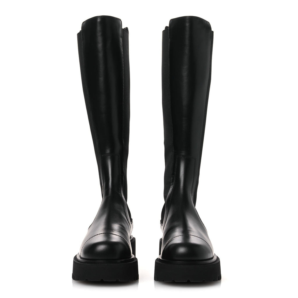 Calfskin Cap Toe CC Tall Boots 37.5 Black