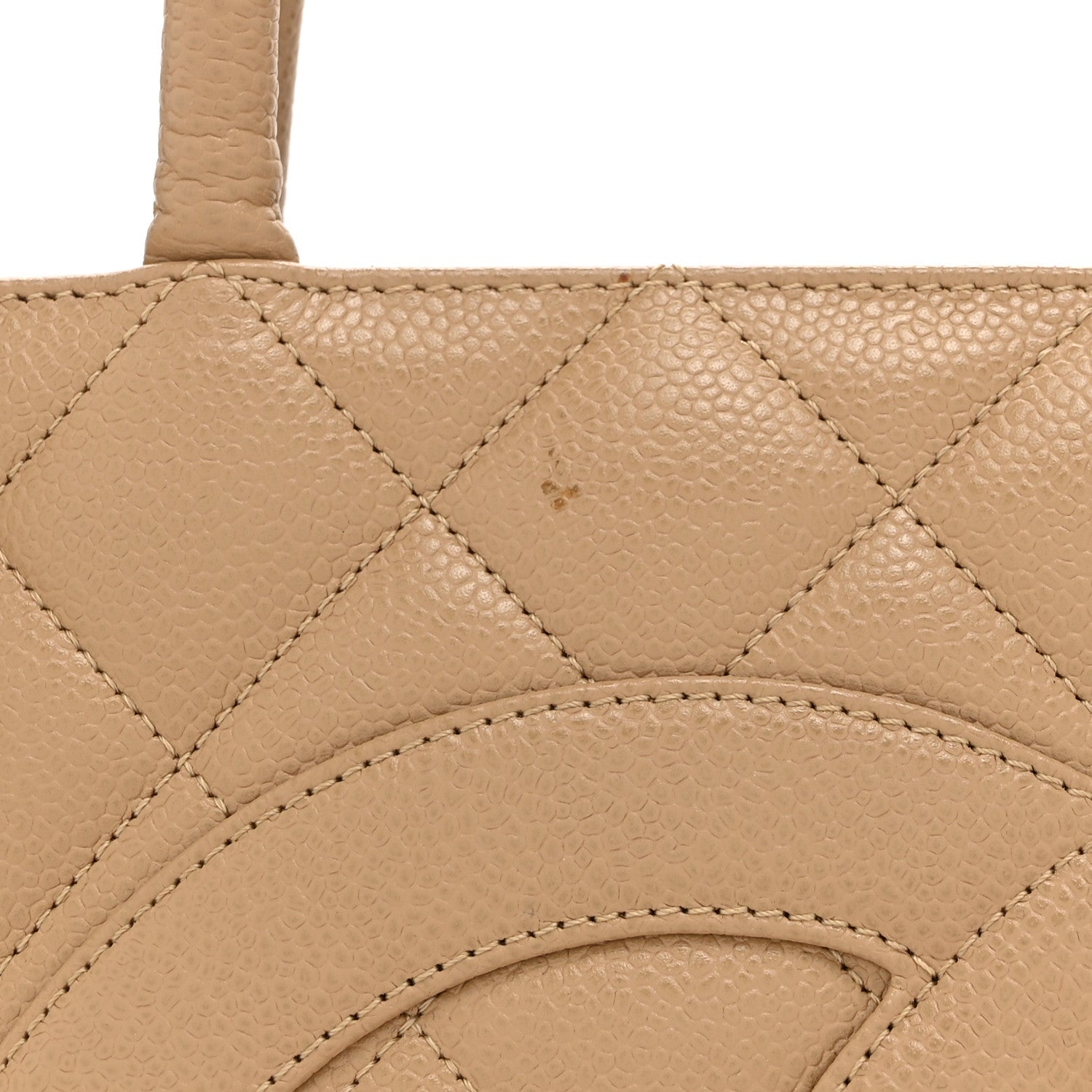Chanel Caviar Quilted Medallion Tote Beige