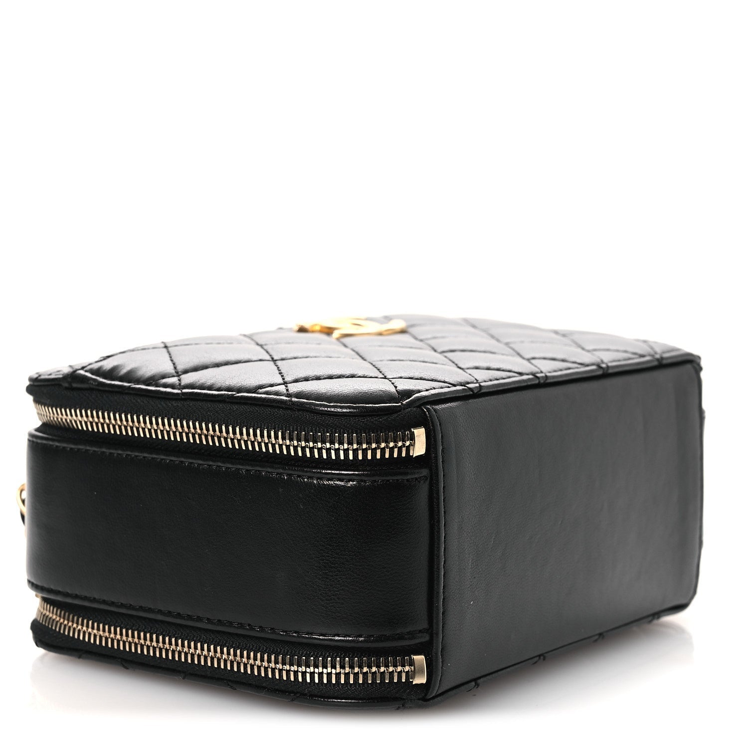 Chanel Shiny Calfskin Quilted Small Pick Me Up Vanity Case Black
