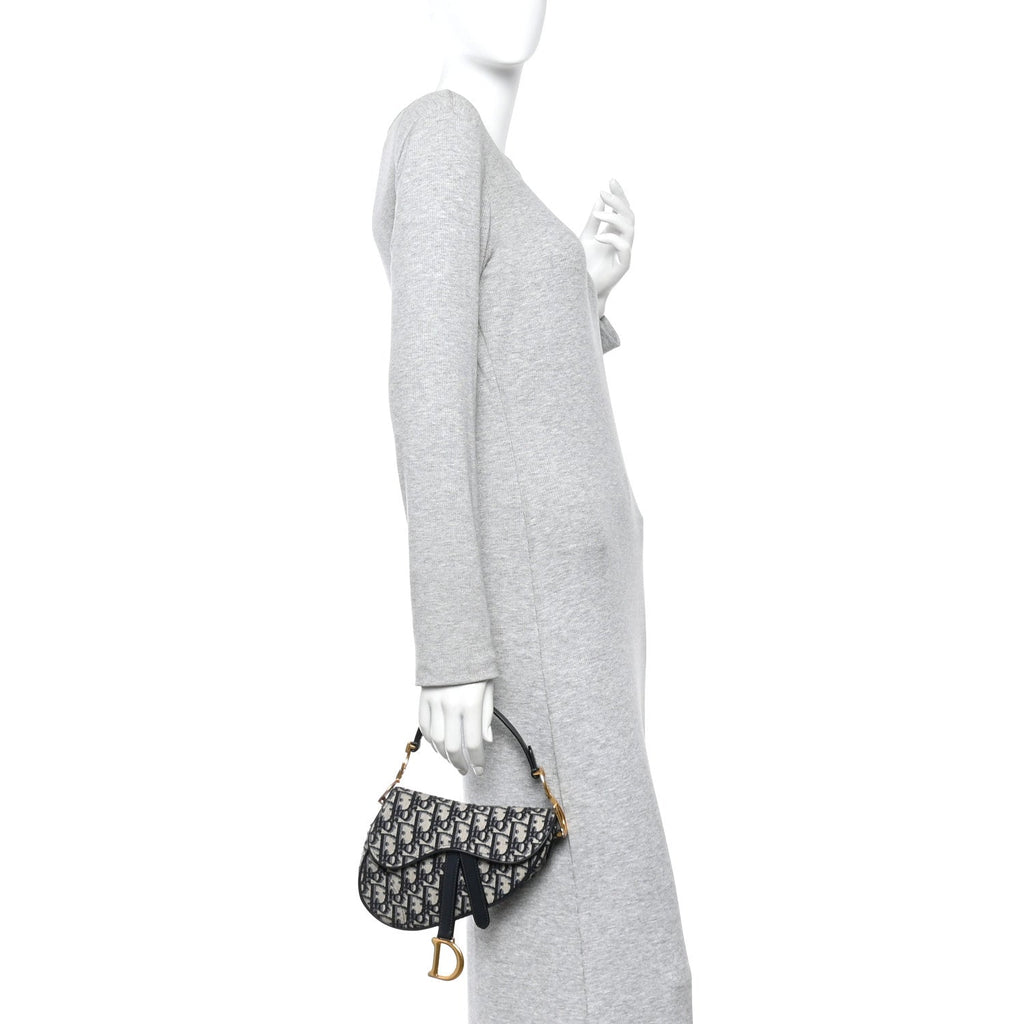 Christian Dior Oblique Mini Saddle Bag Blue