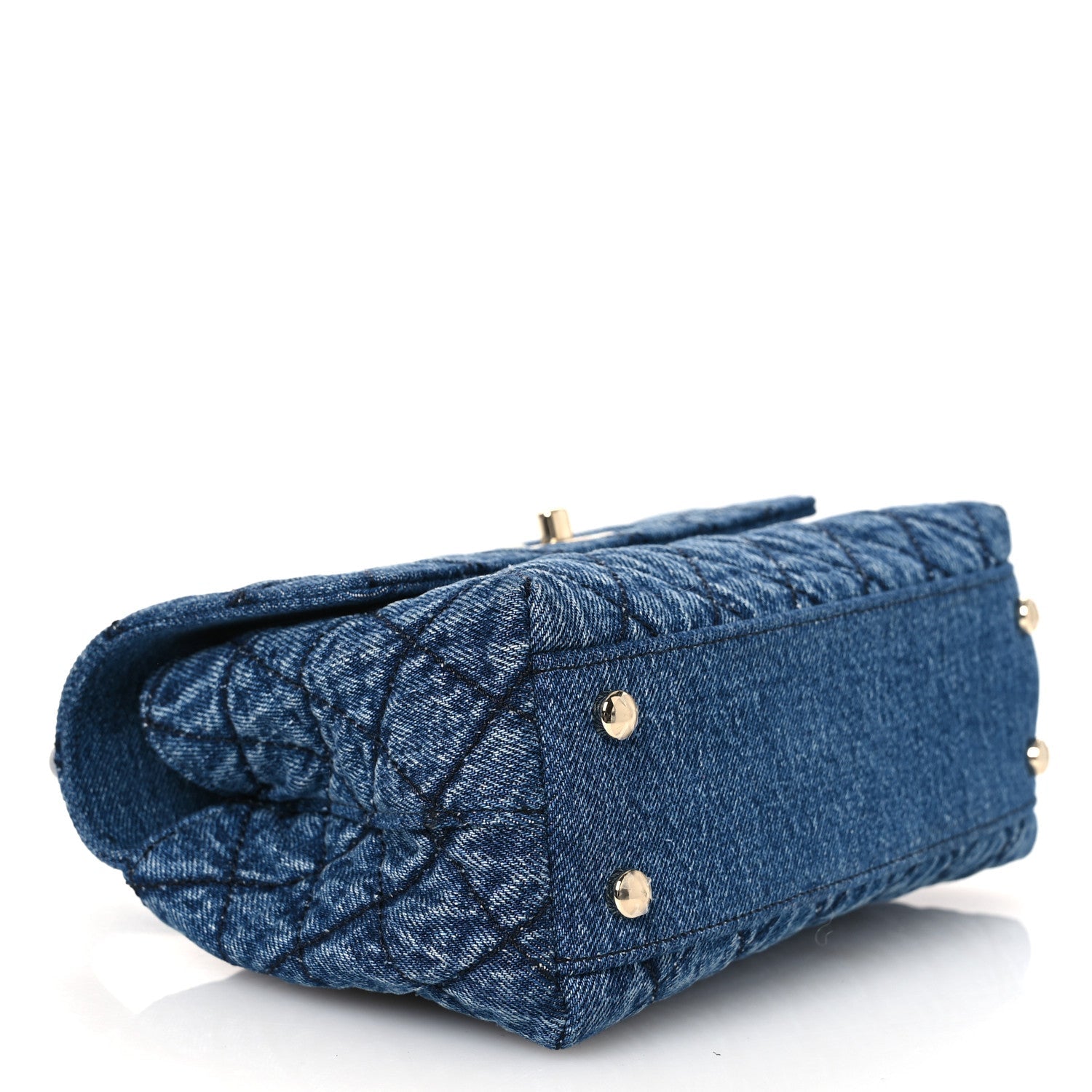 Chanel Washed Denim Quilted Mini Coco Handle Flap Blue