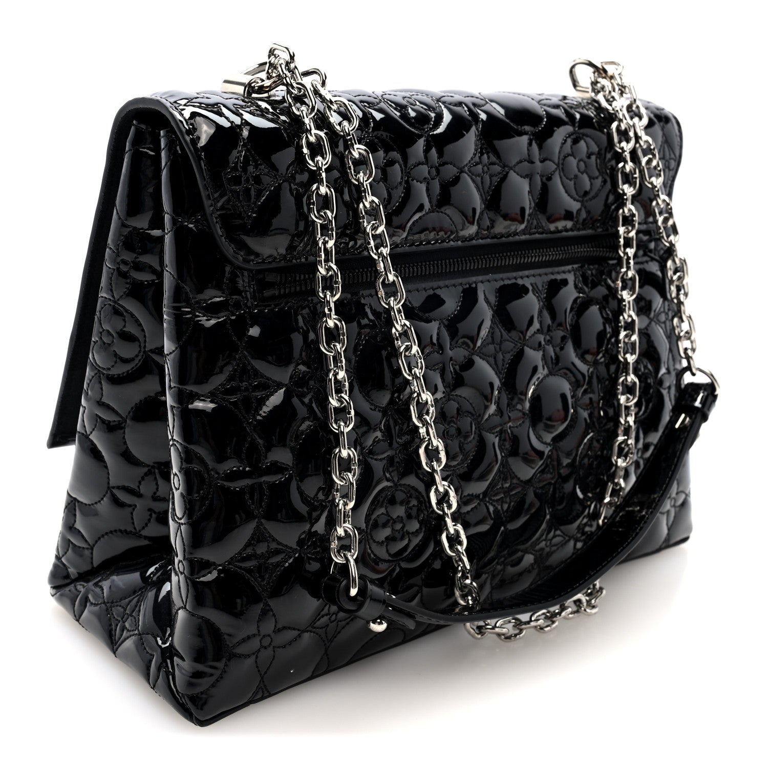 Louis Vuitton Vernis Flower Quilted Twist Shoulder Bag GM Black