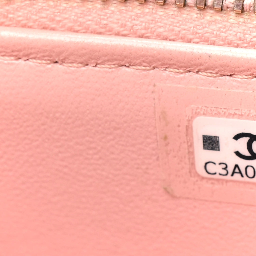 Chanel Lambskin Quilted Mini Sweet Camellia Vanity Case With Chain Pink