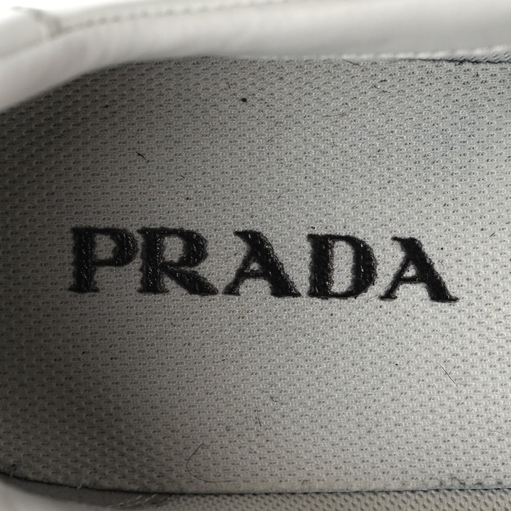 Prada Vitello Mens Logo Low Top Sneakers 43 White