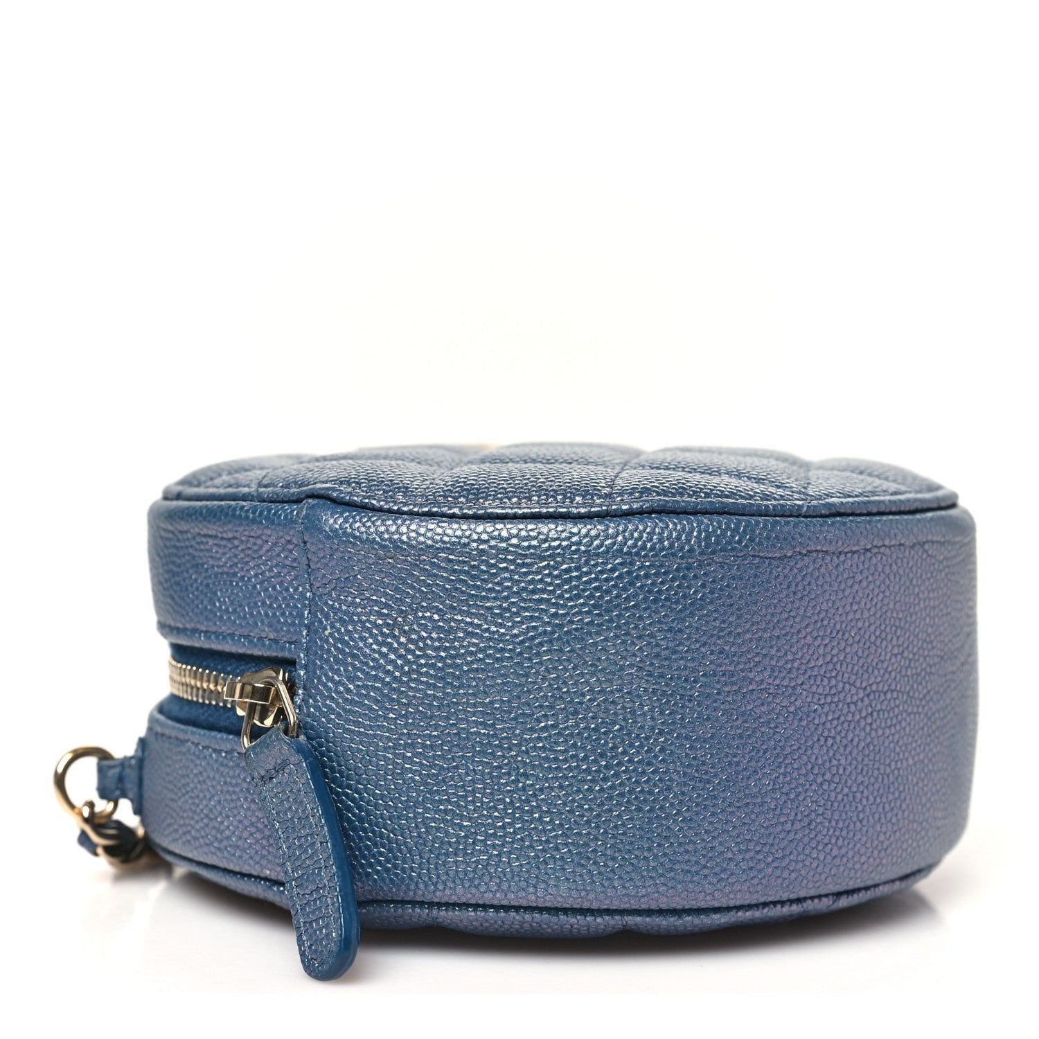 Chanel Iridescent Caviar Quilted Round Clutch With Chain Blue