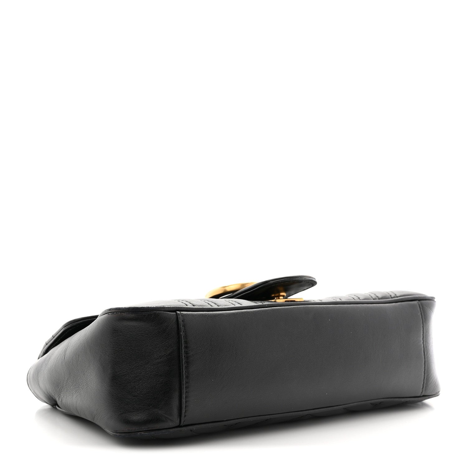 Gucci Calfskin Matelasse Small GG Marmont Shoulder Bag Black