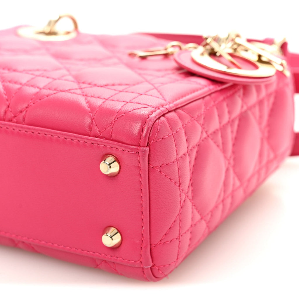 Christian Dior Lambskin Cannage Mini Lady Dior Pink