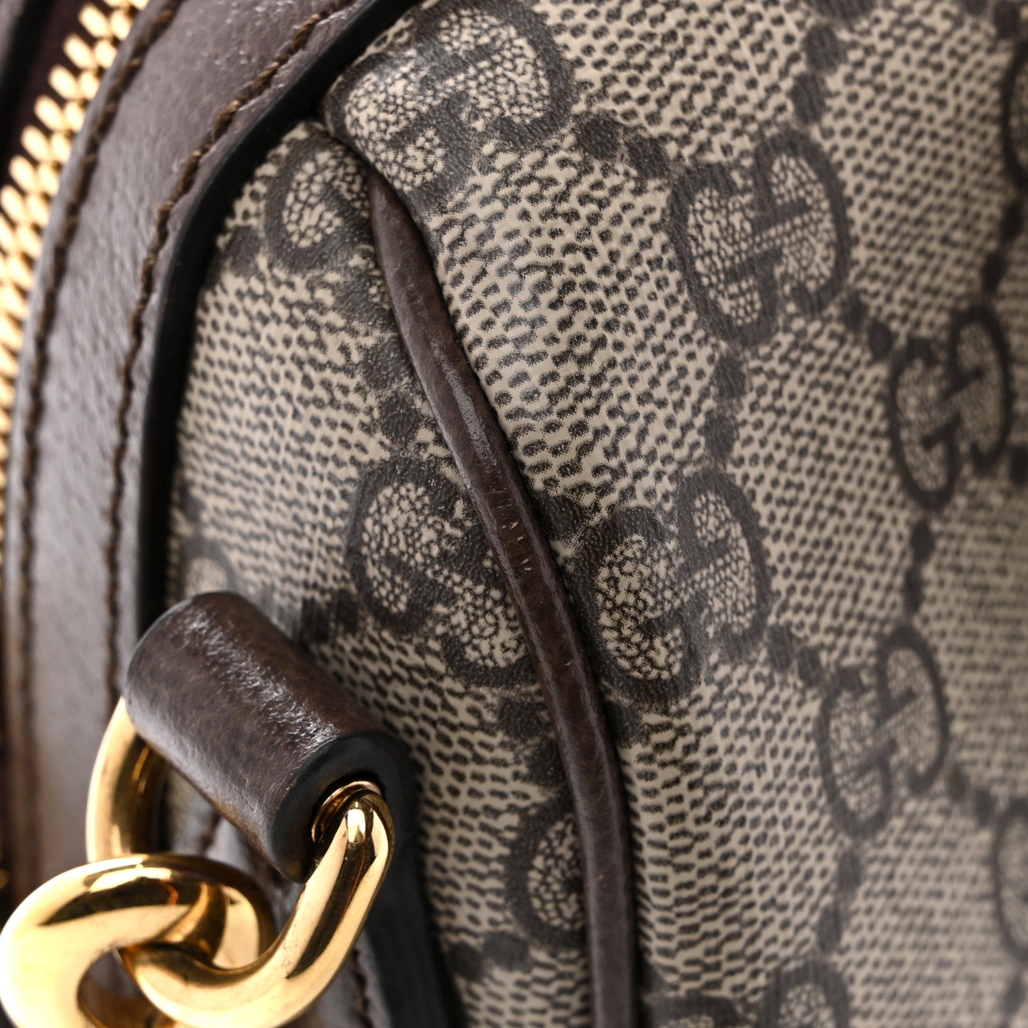 Gucci GG Supreme Monogram Web Small Ophidia Top Handle Bag Beige Ebony