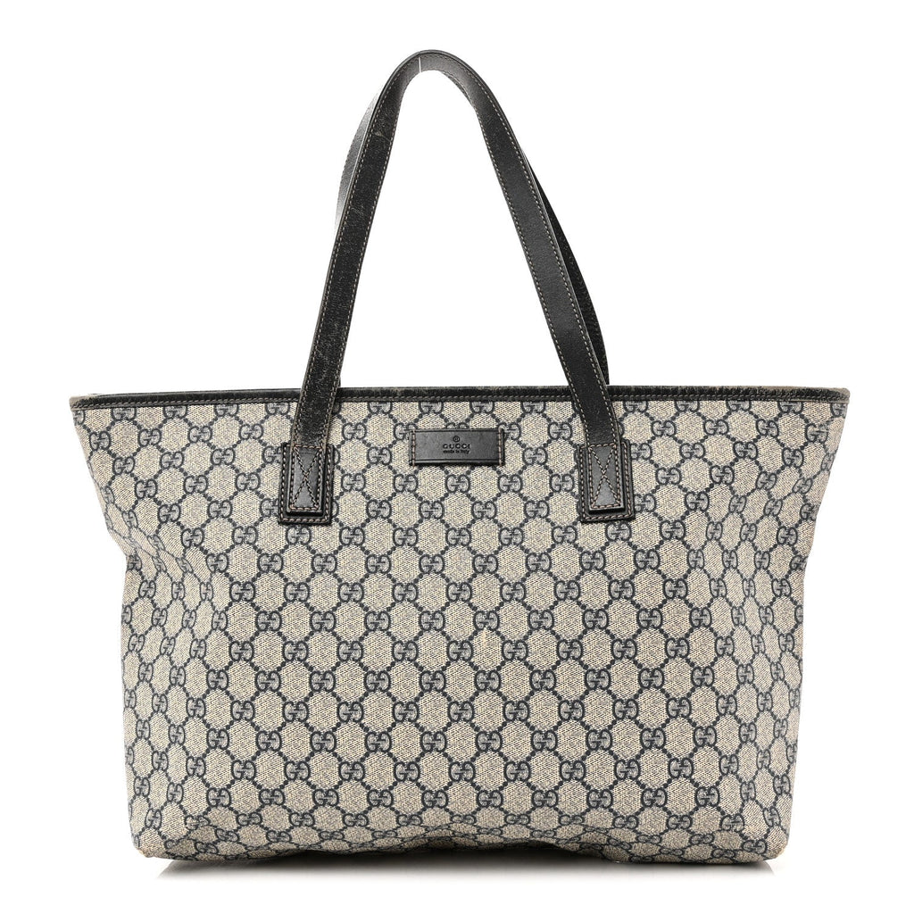 Gucci GG Supreme Monogram Medium Zippered Shopping Tote Navy