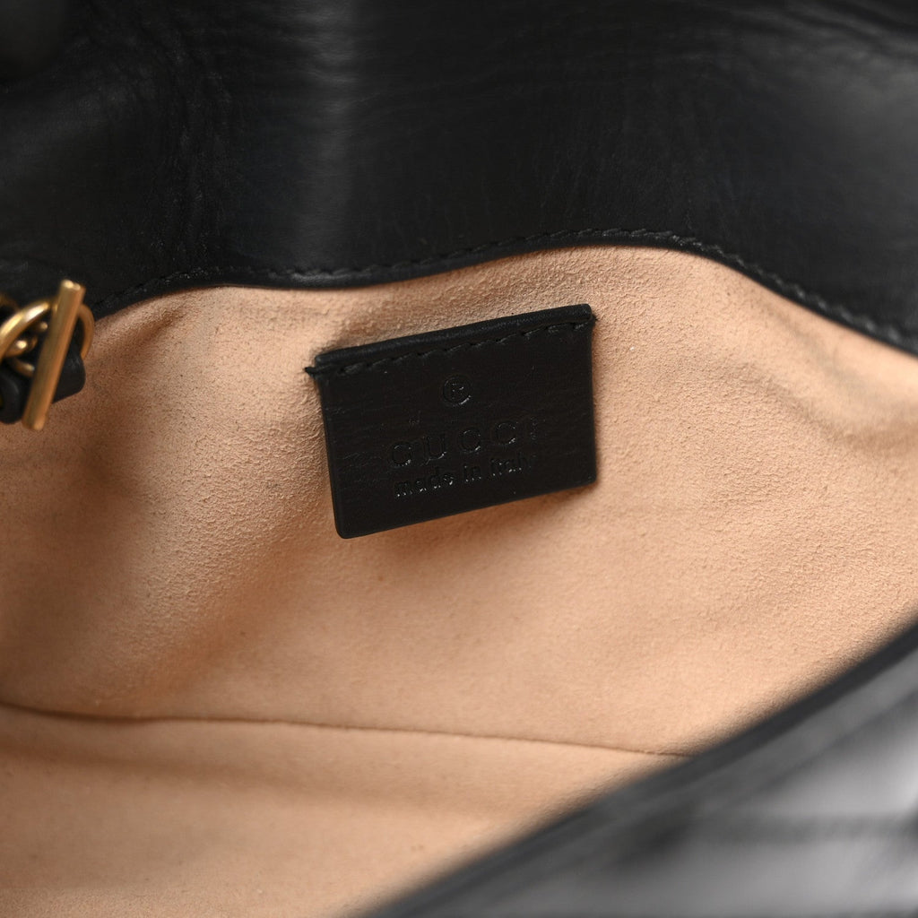 Gucci Calfskin Matelasse Super Mini GG Marmont Shoulder Bag Black