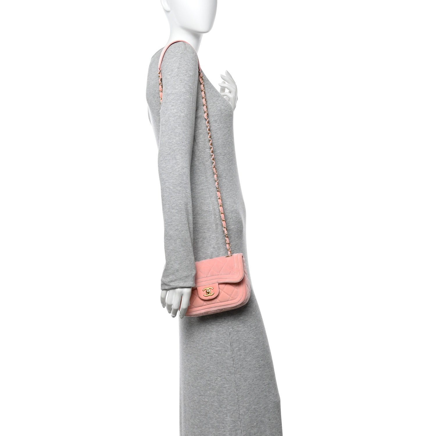 Chanel Velvet Quilted Mini Flap Pink