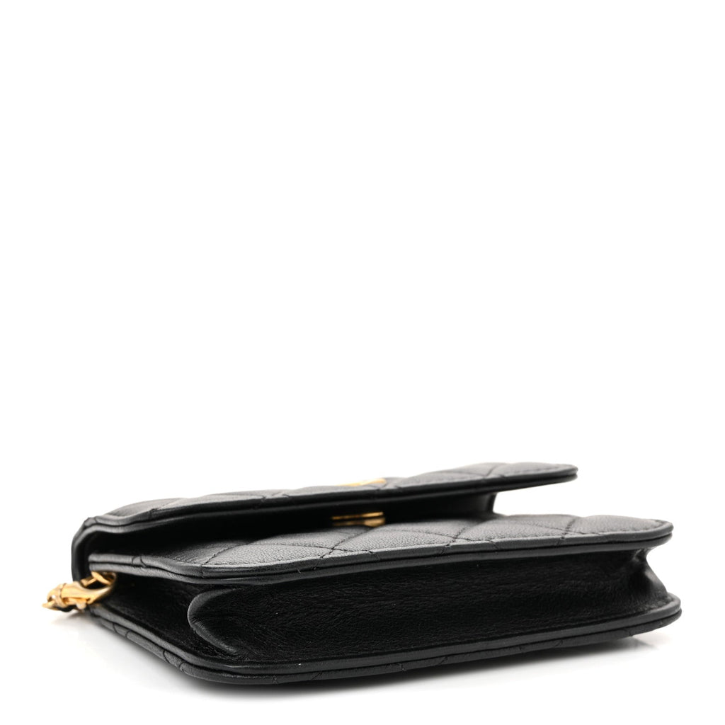 Chanel Lambskin Quilted Pearl Crush Flap With Chain Black