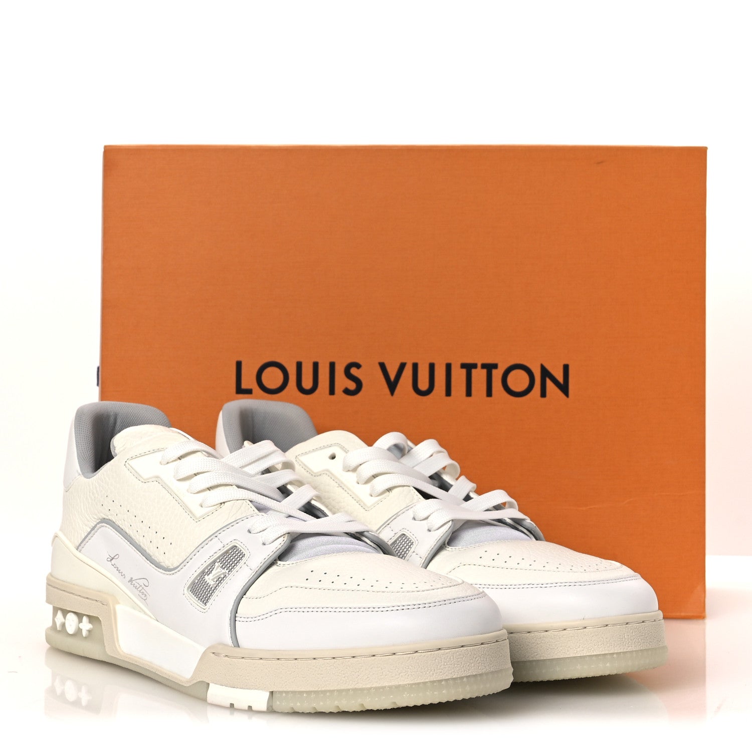 Louis Vuitton Calfskin Mens LV Trainer Sneakers 10 White