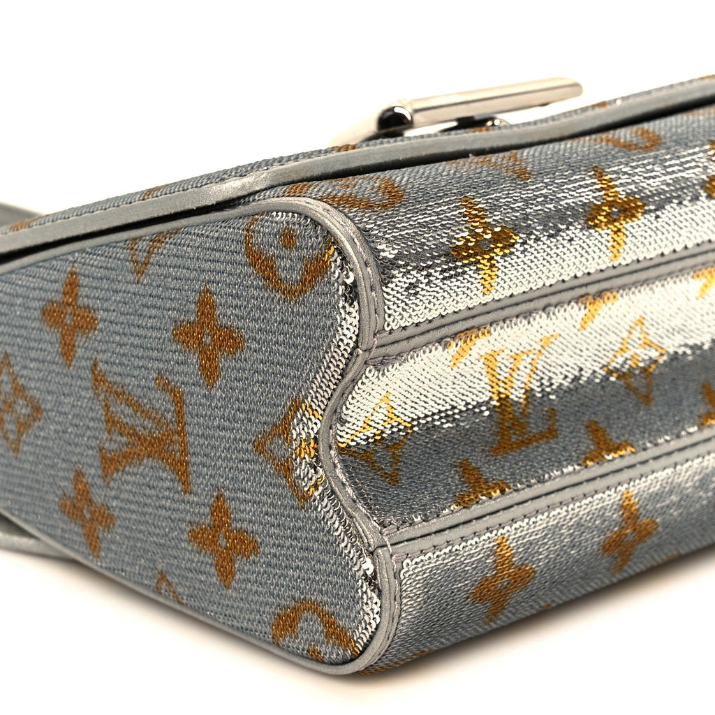 Louis Vuitton Sequins Monogram Twist Shoulder Bag PM Gold Silver