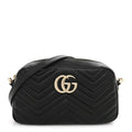 Gucci Calfskin Matelasse Small GG Marmont Camera Bag Black