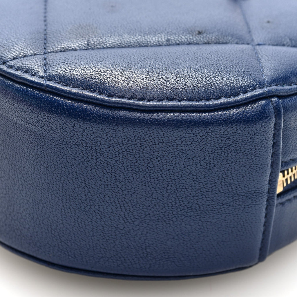 Chanel Lambskin Quilted Chanel 19 Round Clutch With Chain  Navy