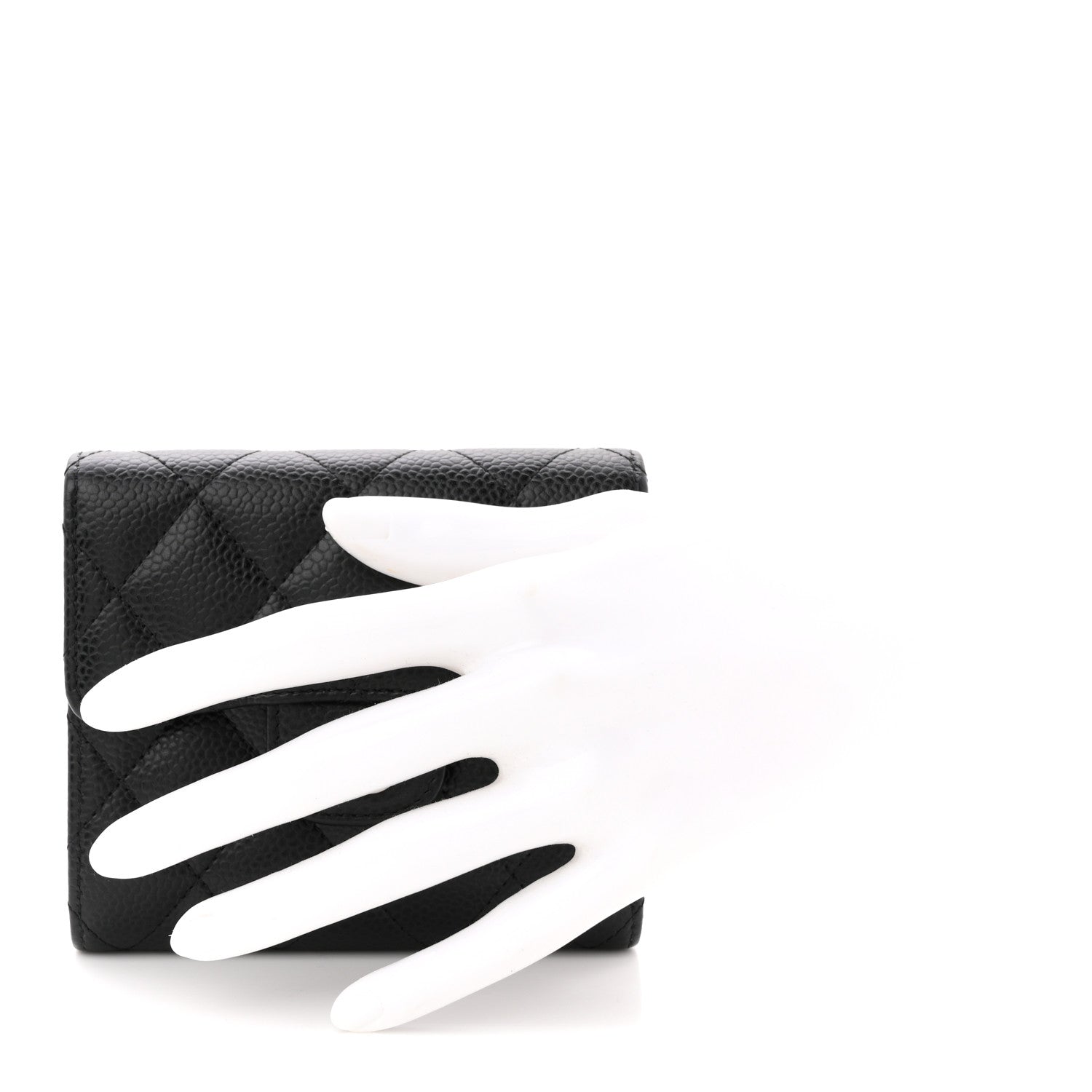 Caviar Quilted Compact Flap Wallet Black