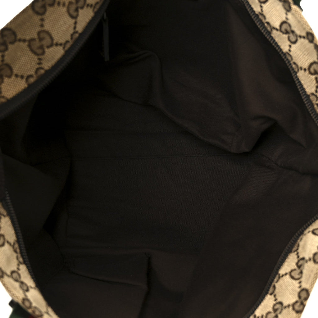Gucci GG Monogram Small Web Handle Bucket Tote Dark Brown