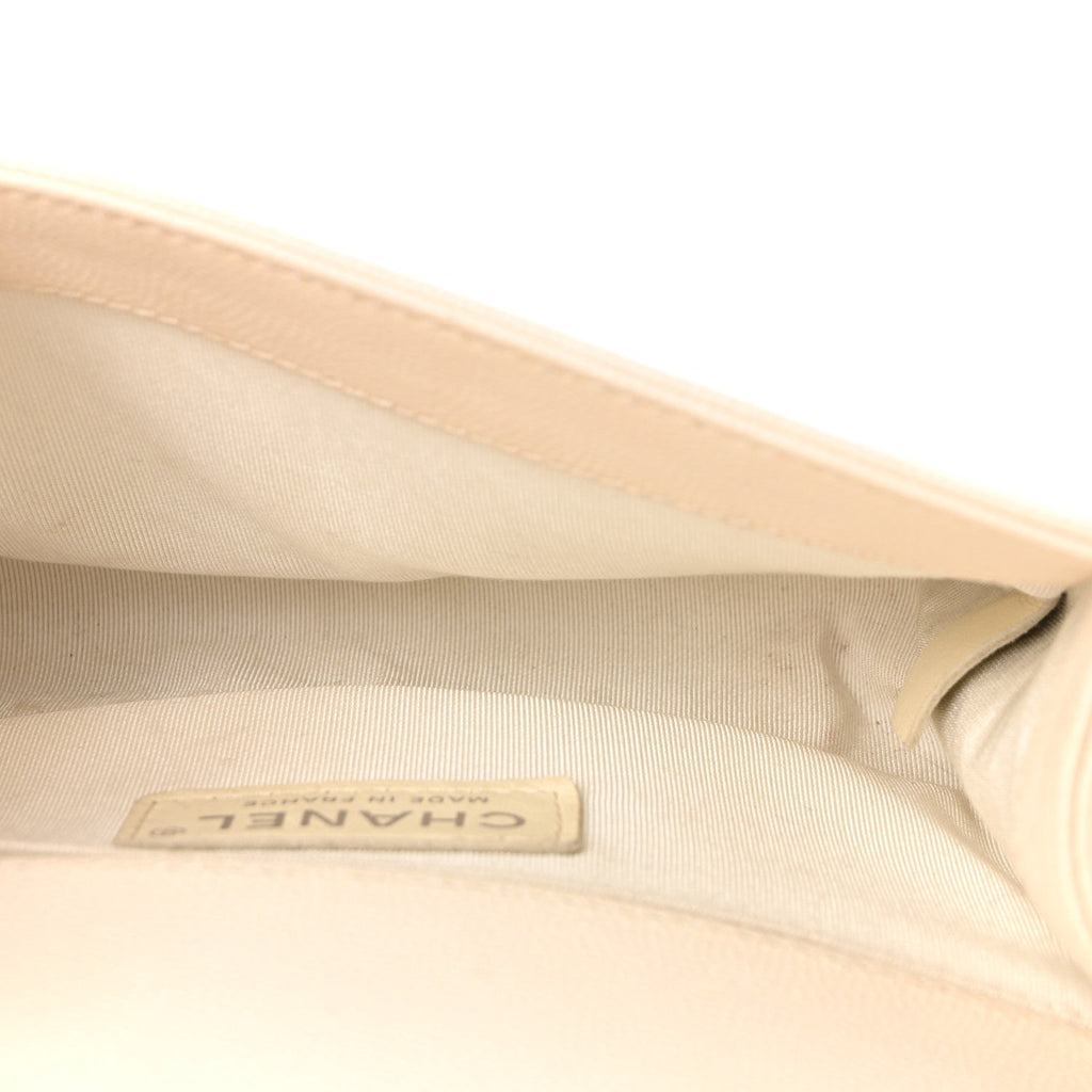 Chanel Caviar Quilted Small Boy Flap White