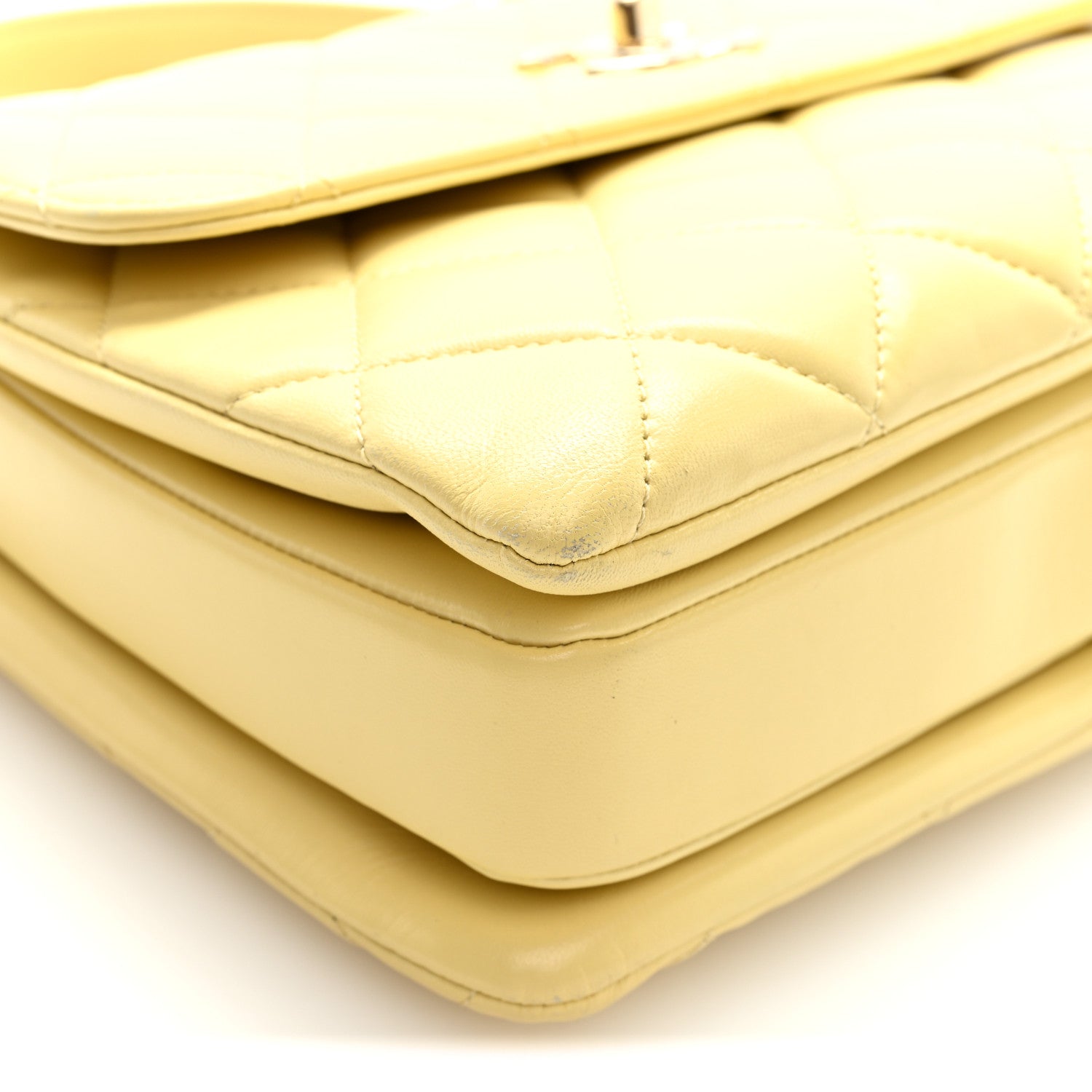 Chanel Lambskin Quilted Small Trendy CC Flap Dual Handle Bag Yellow