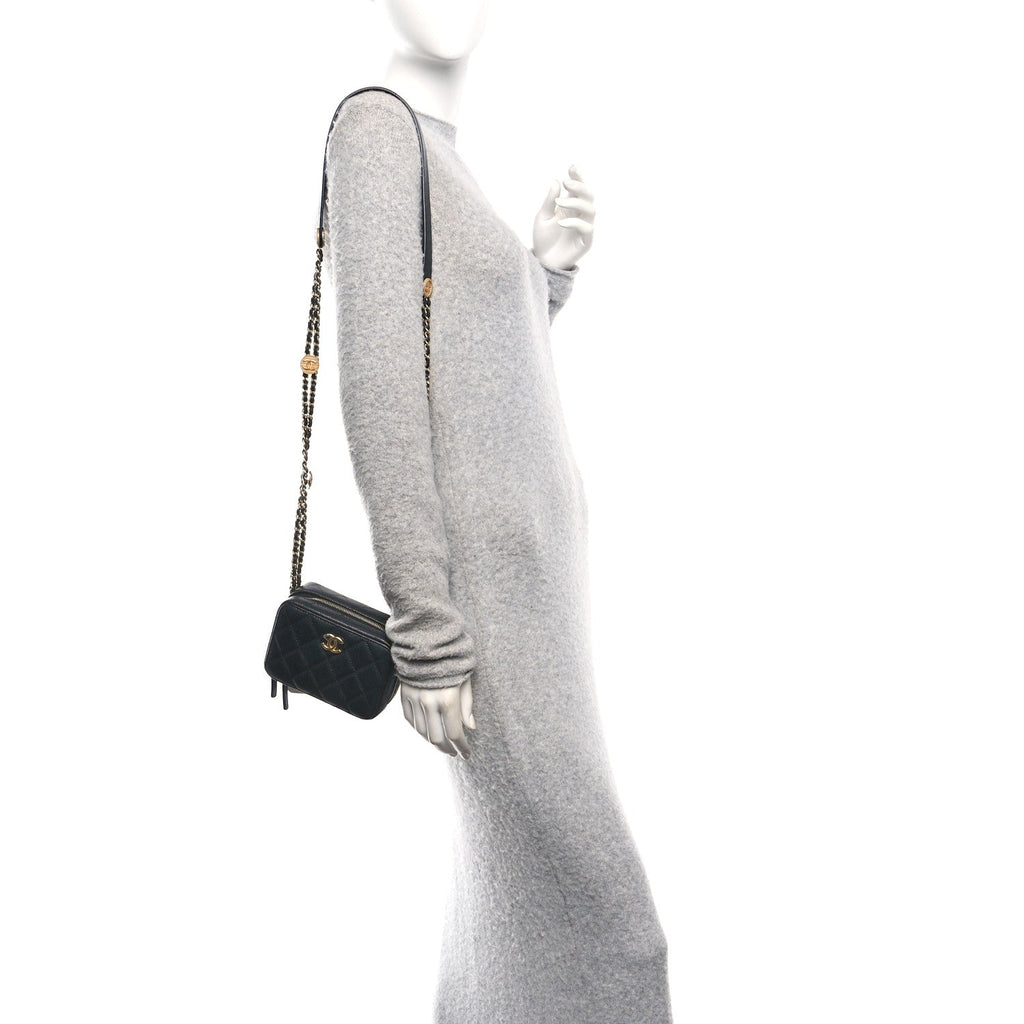 Chanel Caviar Quilted Twist Your Buttons Clutch With Chain Black