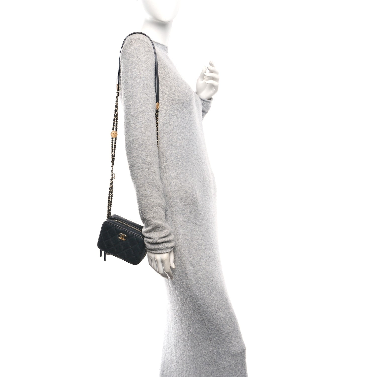 Chanel Caviar Quilted Twist Your Buttons Clutch With Chain Black