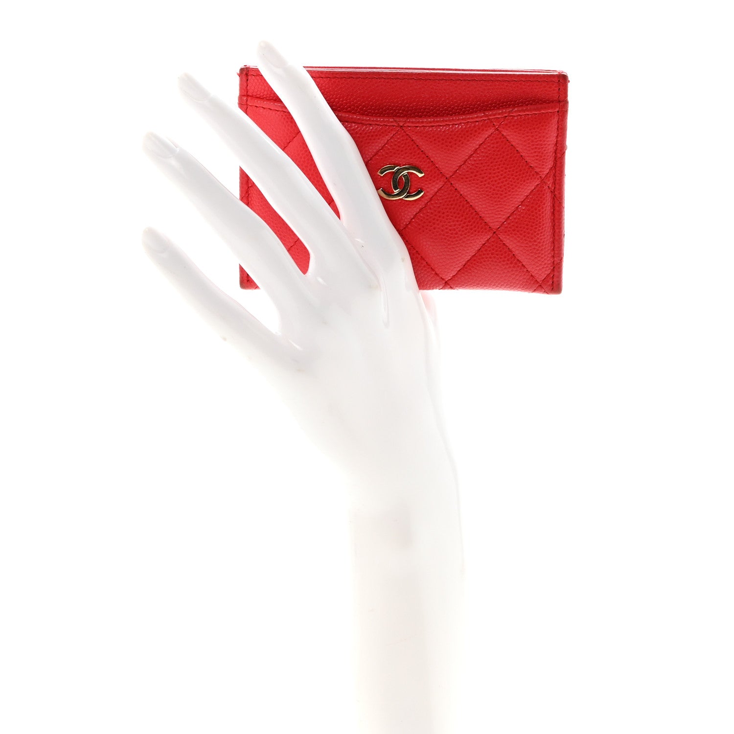 Caviar Quilted Card Holder Red