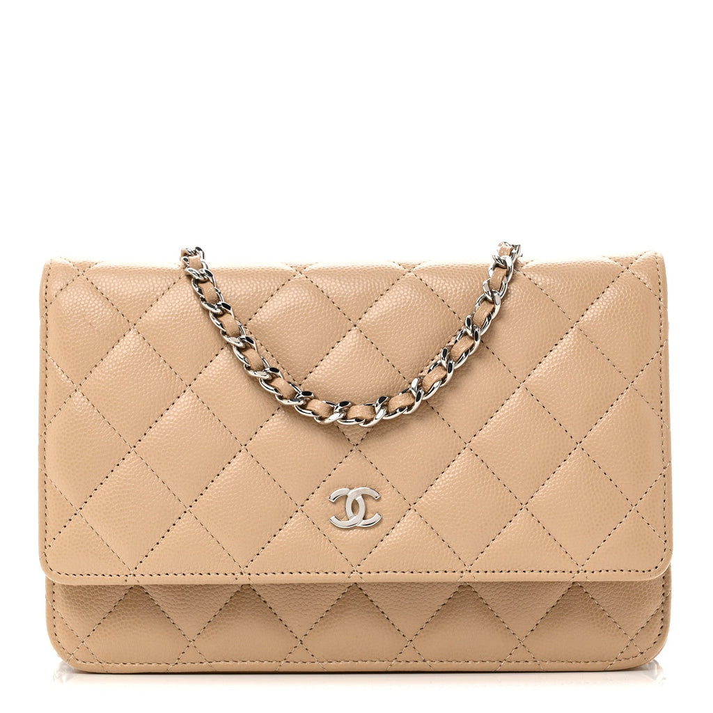 Chanel Caviar Quilted Wallet on Chain WOC Beige
