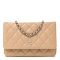 Chanel Caviar Quilted Wallet on Chain WOC Beige