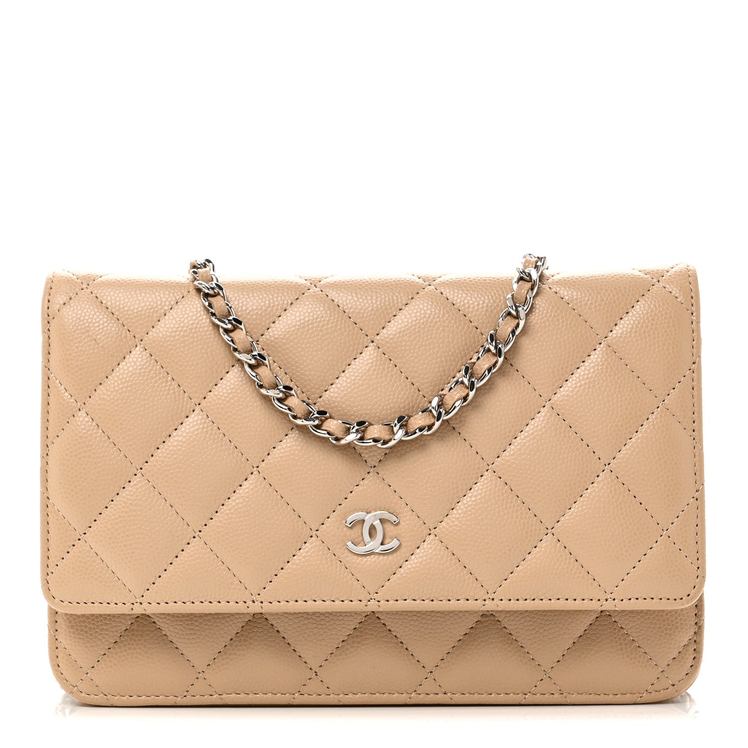 Chanel Caviar Quilted Wallet on Chain WOC Beige