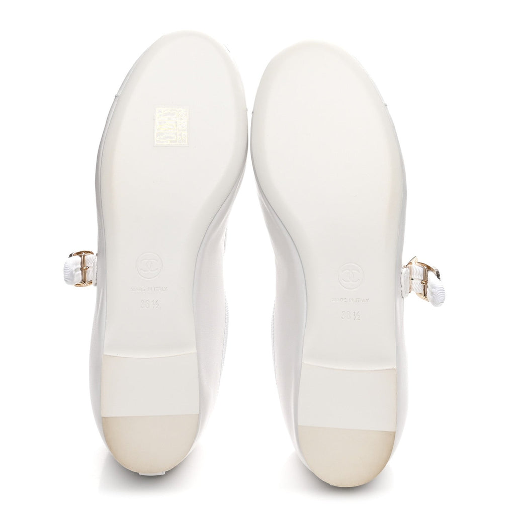 Lambskin Mary Jane Flats 38.5 White