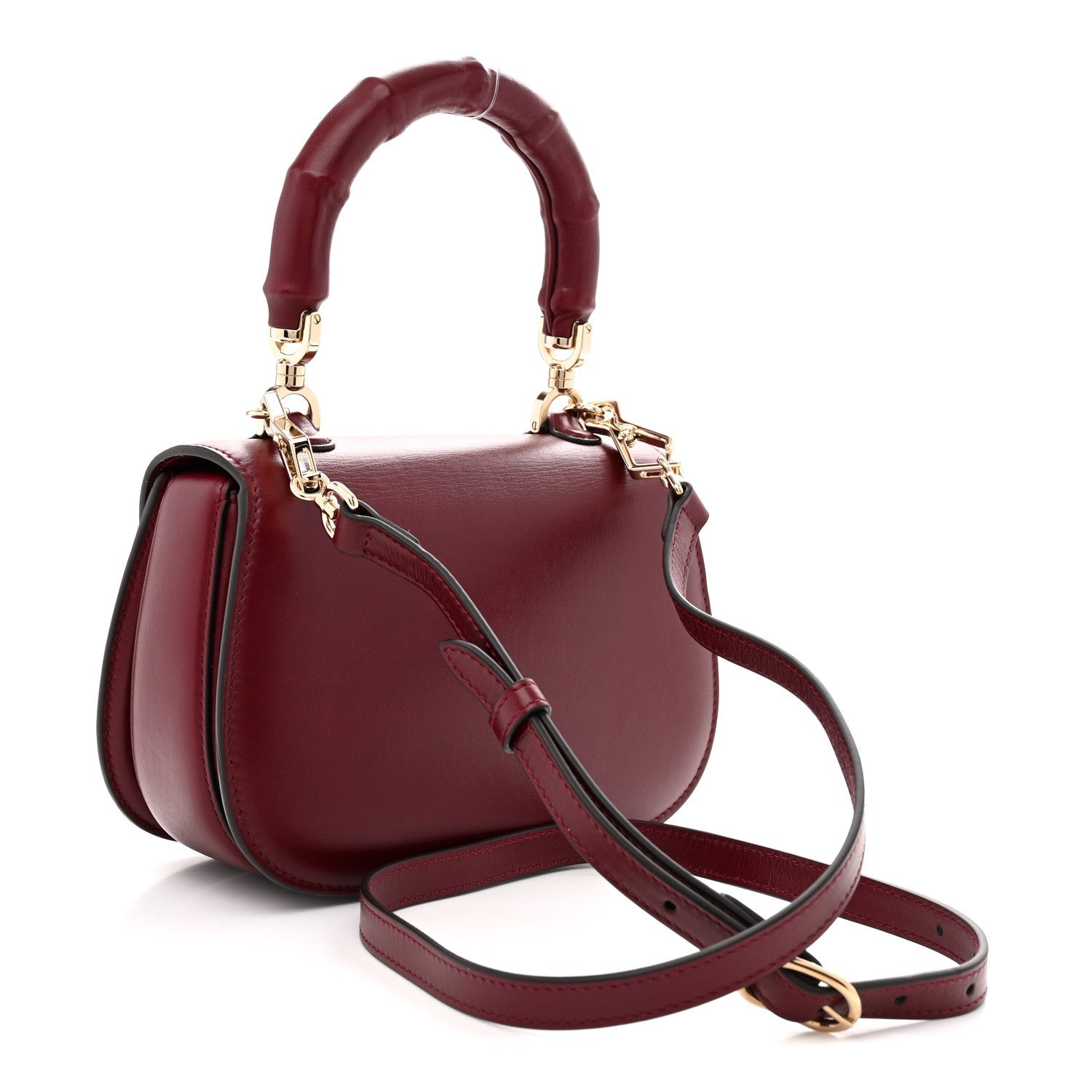 Gucci Boarded Dyana Lux Calfskin Web Monochrome Small Bamboo 1947 Top Handle Bag Rosso Ancora